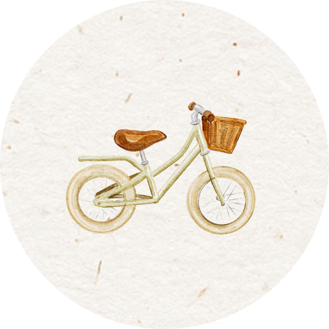 Sticker met getekend fietsje 35 mm | 25 stuks