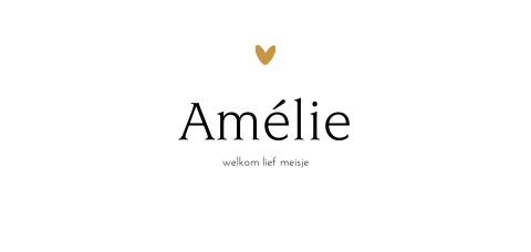Minimalistisch geboortekaartje meisje met geel hartje