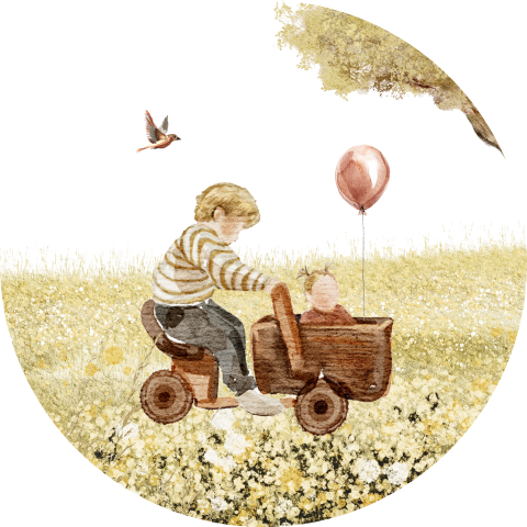 Sticker geboorte herfst bakfiets broer zusje ballon