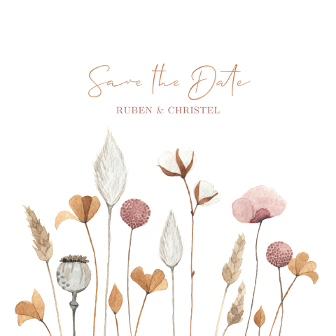 Save the date kaart met pastel roze en gele kleuren