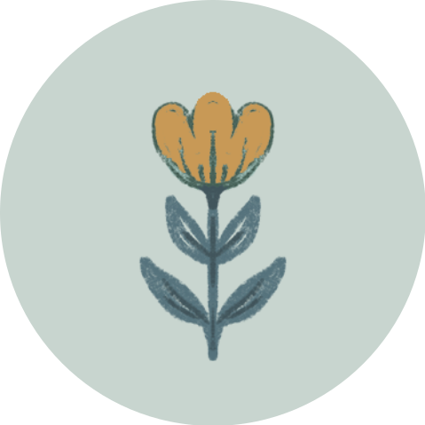 Sticker bloem getekend botanical blauw