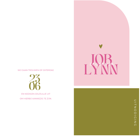 hippe stapelkaart trouwen groen fuchsia roze
