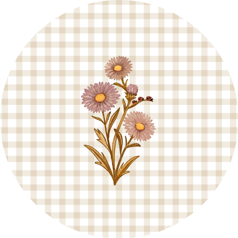 sticker met ruitjes en geboortebloem september