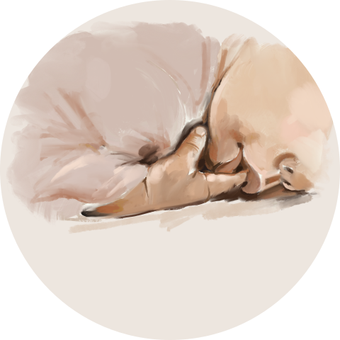 Sluitsticker geboortekaartje meisje olieverf roze