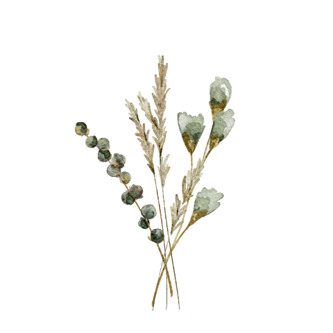 Sticker trouwkaart waterverf bloemen groen