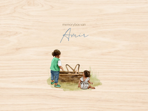 memorybox voor een donker kindje met zussen bij mandje in lente