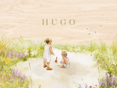 Memorybox jongen met veldbloemen voor tweede kindje