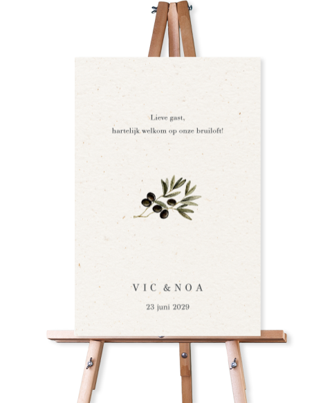 Welkomstbord illustratie olijftakje