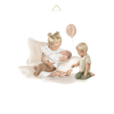 tegeltje geboorte olieverf kindjes met baby