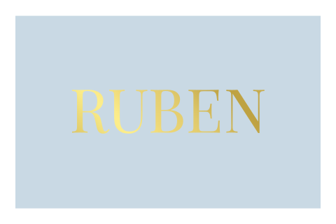Blauw geboortekaartje met foliedruk letters