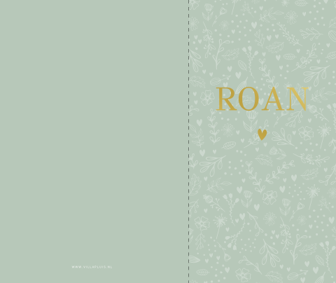 Mooi en uniek geboortekaartje met smalle voorkant en handgetekend patroon