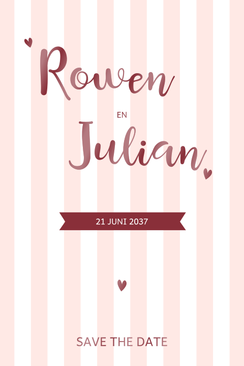 Enkele save the date kaart met warme tinten