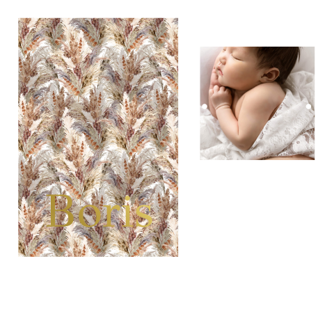 Rechthoekig geboortekaartje met losse foto