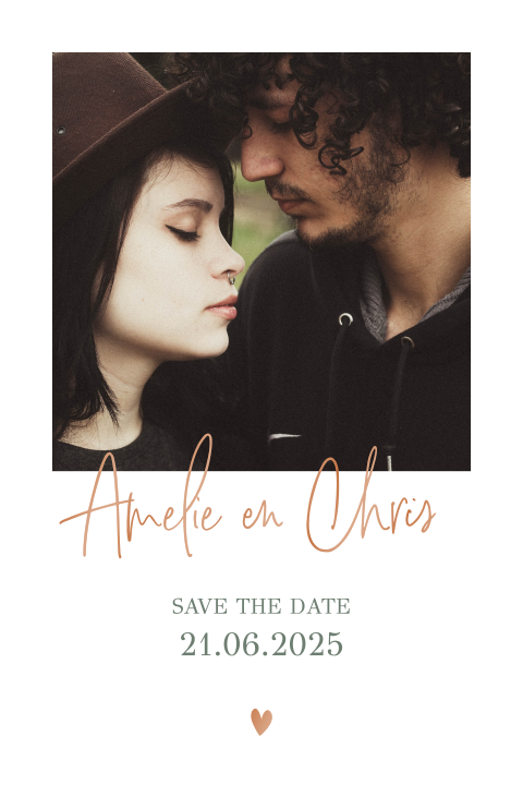 Save the date kaart met foto en foliedruk