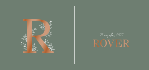 Geboortekaartje met initiaal en koperfolie