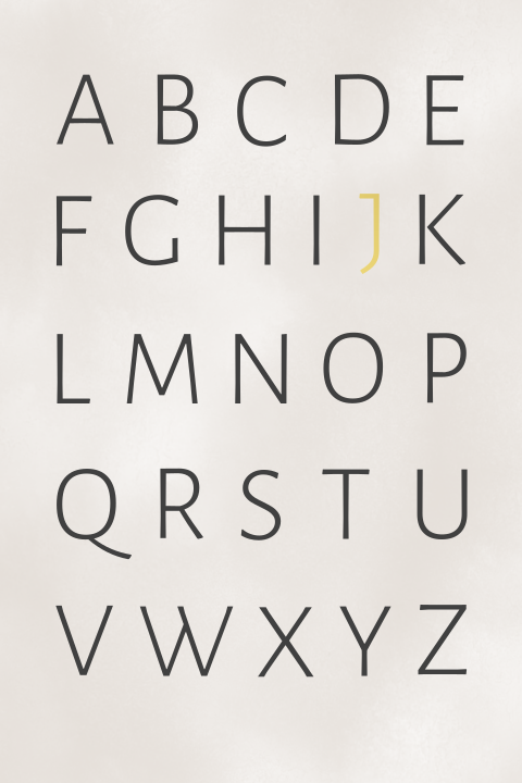 Poster 'alfabet' met 1 letter in foliedruk (aanpasbaar)