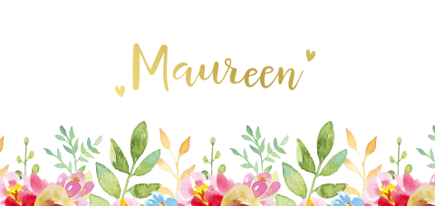 Liggend geboortekaartje met waterverf en ronde hoeken