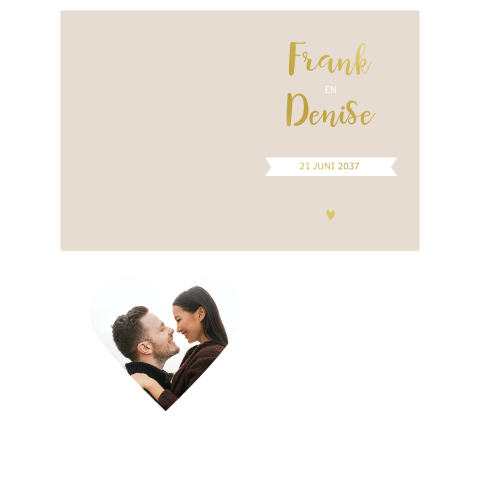 Unieke save the date met losse foto en goudfolie