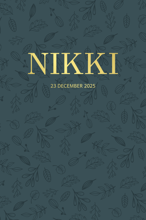 Geboortekaartje jongen met blaadjespatroon en goudfolie