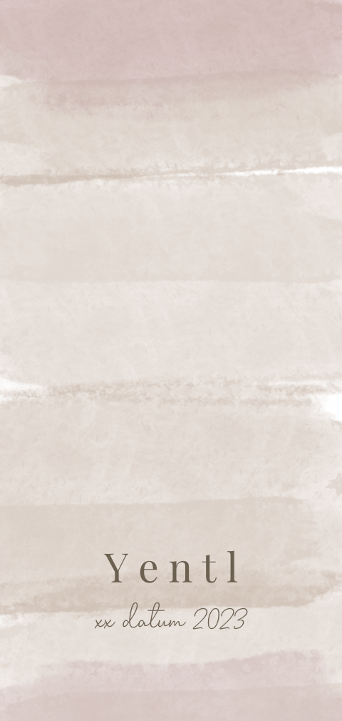 Langwerpig geboortekaartje neutrale kleuren met waterverf