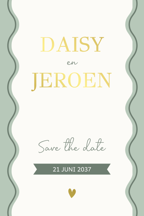 Save the date met neutrale tinten en golfrandje