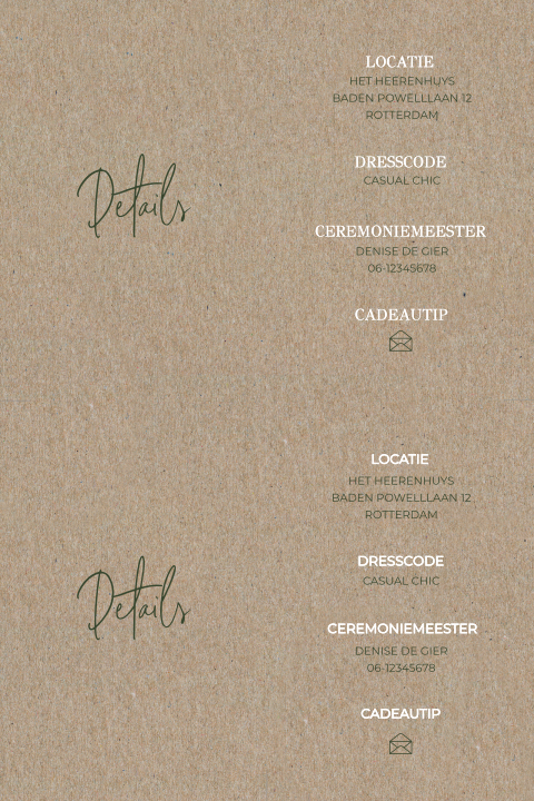 DIY Details kaartje op kraftpapier