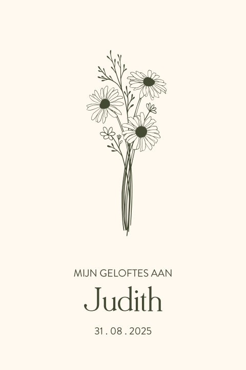 Gelofteboekje met getekende bloemen en naam - voor hem