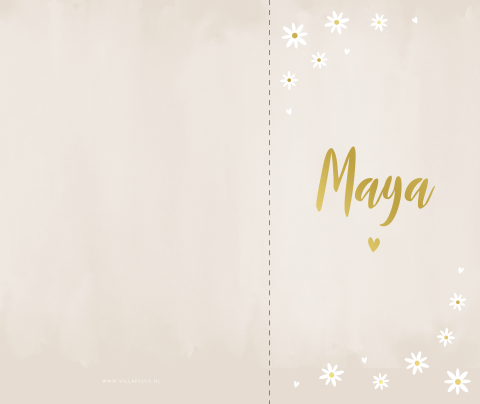 Vrolijk neutraal kaartje met smalle voorkant en foliedruk