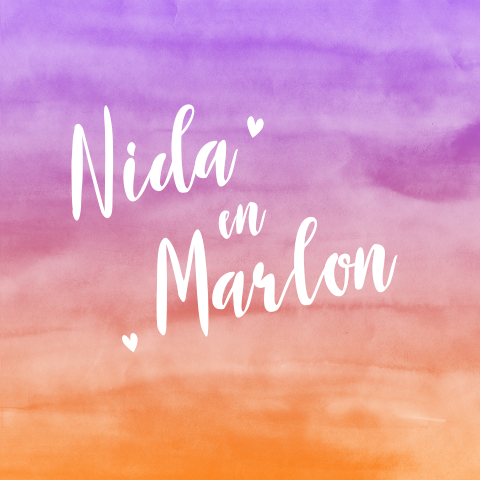 Trouwkaart met hoogglans en warme achtergrond