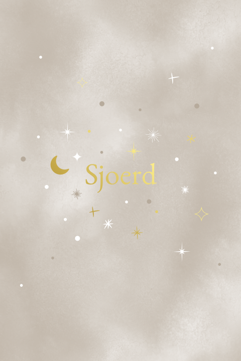 Neutraal geboortekaartje met maantje en sterren