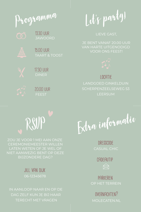 DIY trouwlabels met programma en RSVP