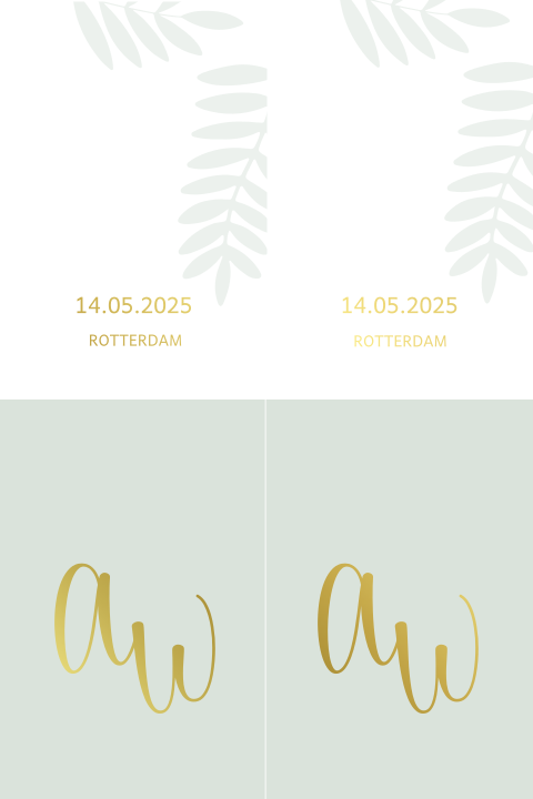 Losse labels bij pocketfold wit met botanische elementen