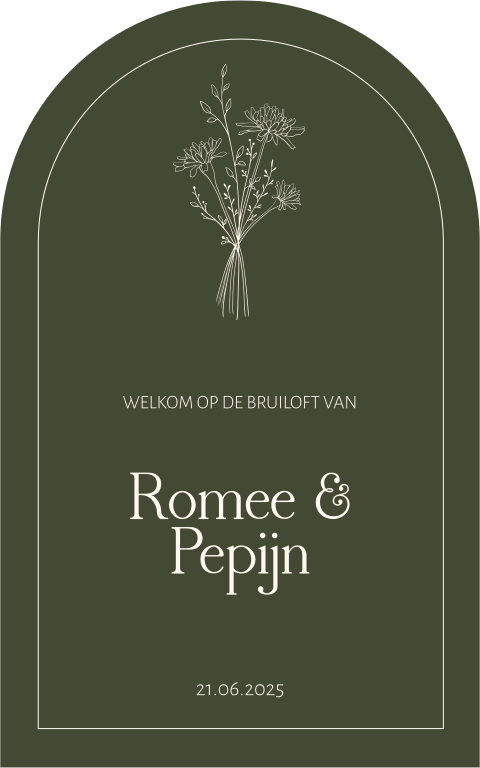 Welkomstbord in groene kleur met boogvorm