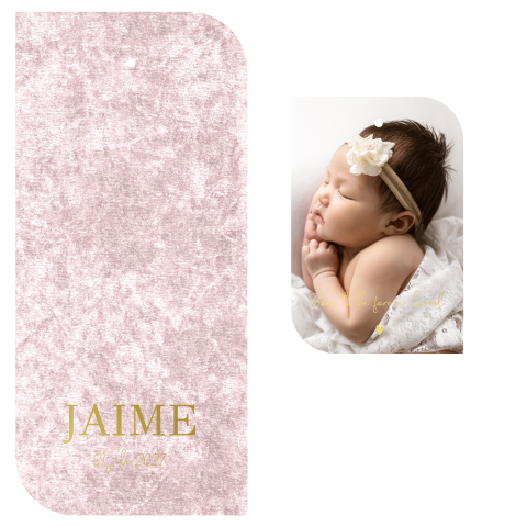 Geboortekaartje meisje met velvetlook, losse foto en foliedruk