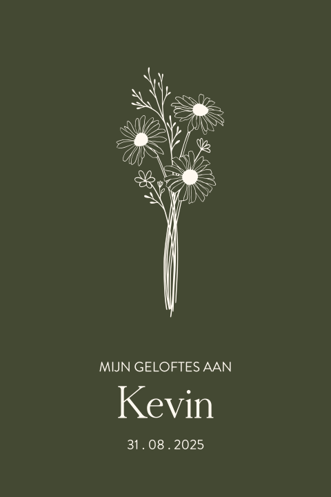 Gelofte boekje met getekende bloemen en naam - voor haar