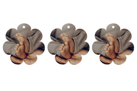 Fotolabel in de vorm van een bloemetje incl. gaatje