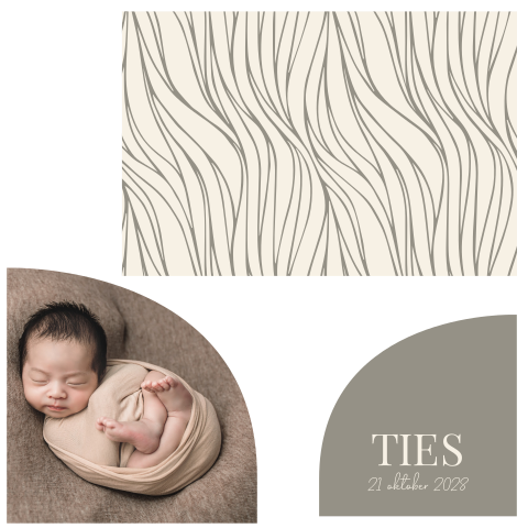 Geboortekaartje met losse foto en naamkaartje voor een jongen