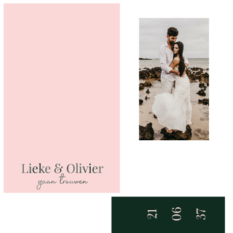 Labeltrouwkaart met foto en datumlabel