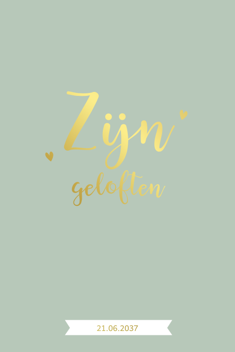Rechthoekig gelofte boekje met goudfolie - voor hem