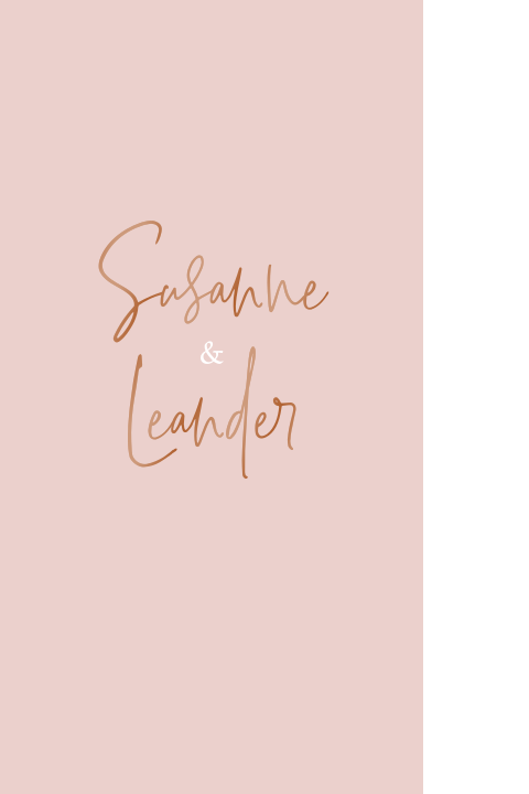 Trouwkaart met smalle voorkant en koperfolie