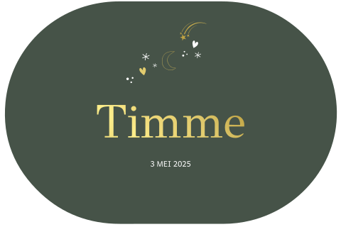 Geboortekaartje ovaal met sterretjes en maantje