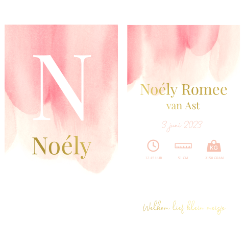 Labelkaartje met initiaal en waterverf