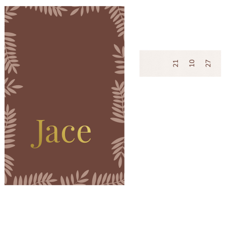 Geboortekaartje met neutrale tinten en een los lbel