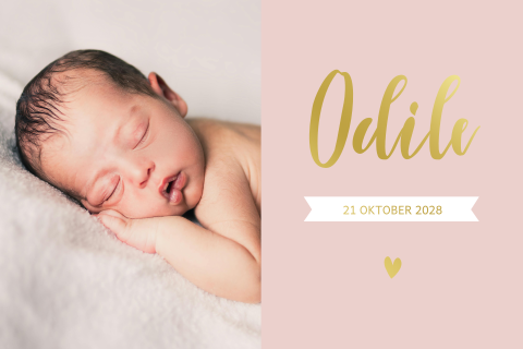 Liggend geboortekaartje voor meisjes met foto