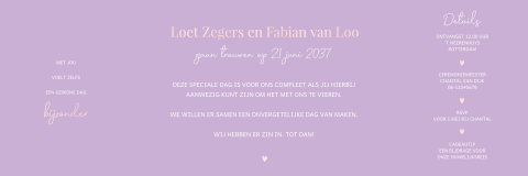 Liggende luikvouw trouwkaart met foto en hoogglans