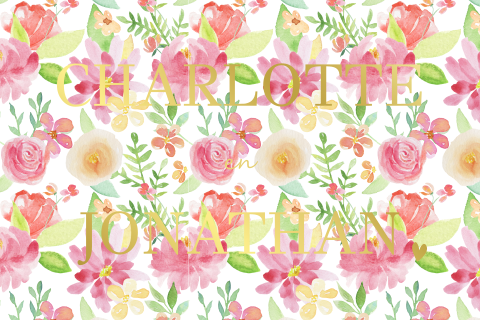 Lief trouwkaartje met bloemen en goudfolie