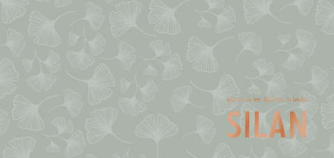 Geboortekaartje jongen met blaadjespatroon en koperfolie