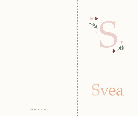 Uniek meisjes geboortekaartje met smalle voorkant en initiaal