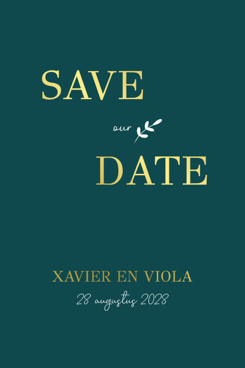 Save the date kaart met foliedruk en ronde hoeken