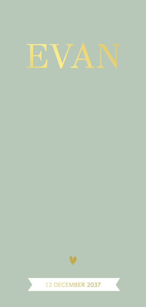 Geboortekaartje jongen met groene kleur en goudfolie